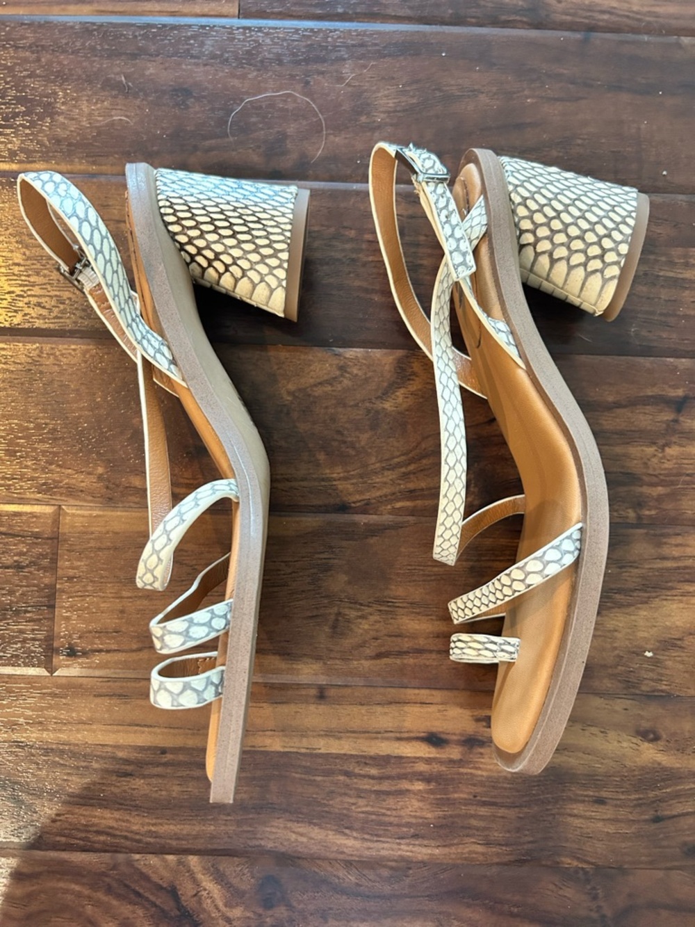 SARTO By Franco Sarto Rache 2 Snake-Print Block Heel Sandals - Picture 1 of 11